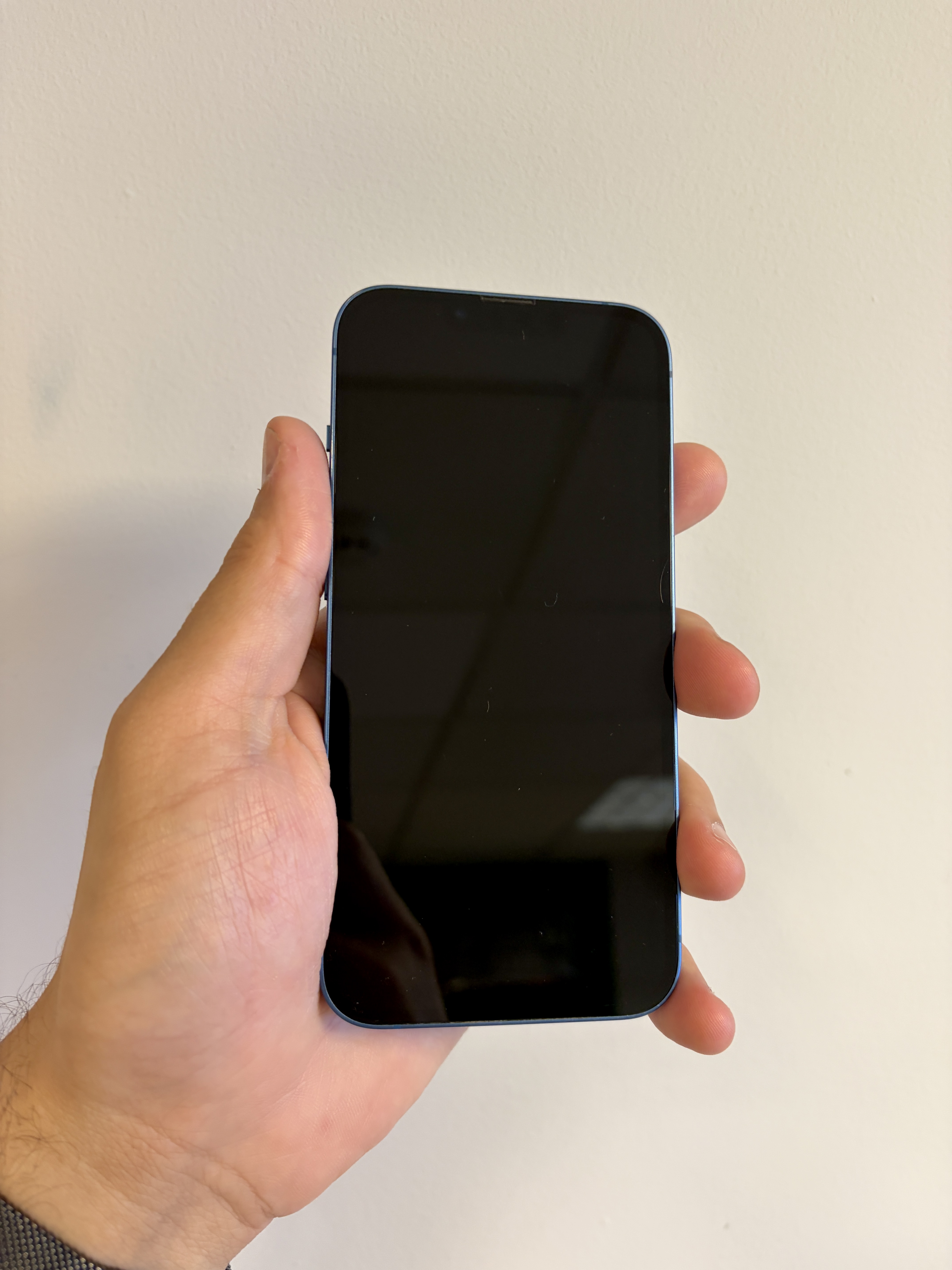The Apple iPhone 13 Blue Smartphone 256GB 83 Pct Battery Health Fully Working - Product View 4 available from Rouge Technologies