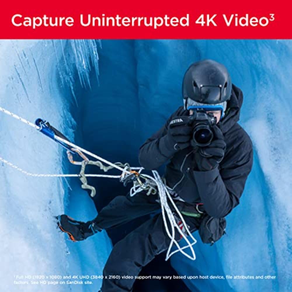 The SanDisk 64GB Extreme PRO SDXC SD Card, V30, 4K UHD 200 MB/s, UHS-I Class 10 U3 - Product View 4 available from Rouge Technologies