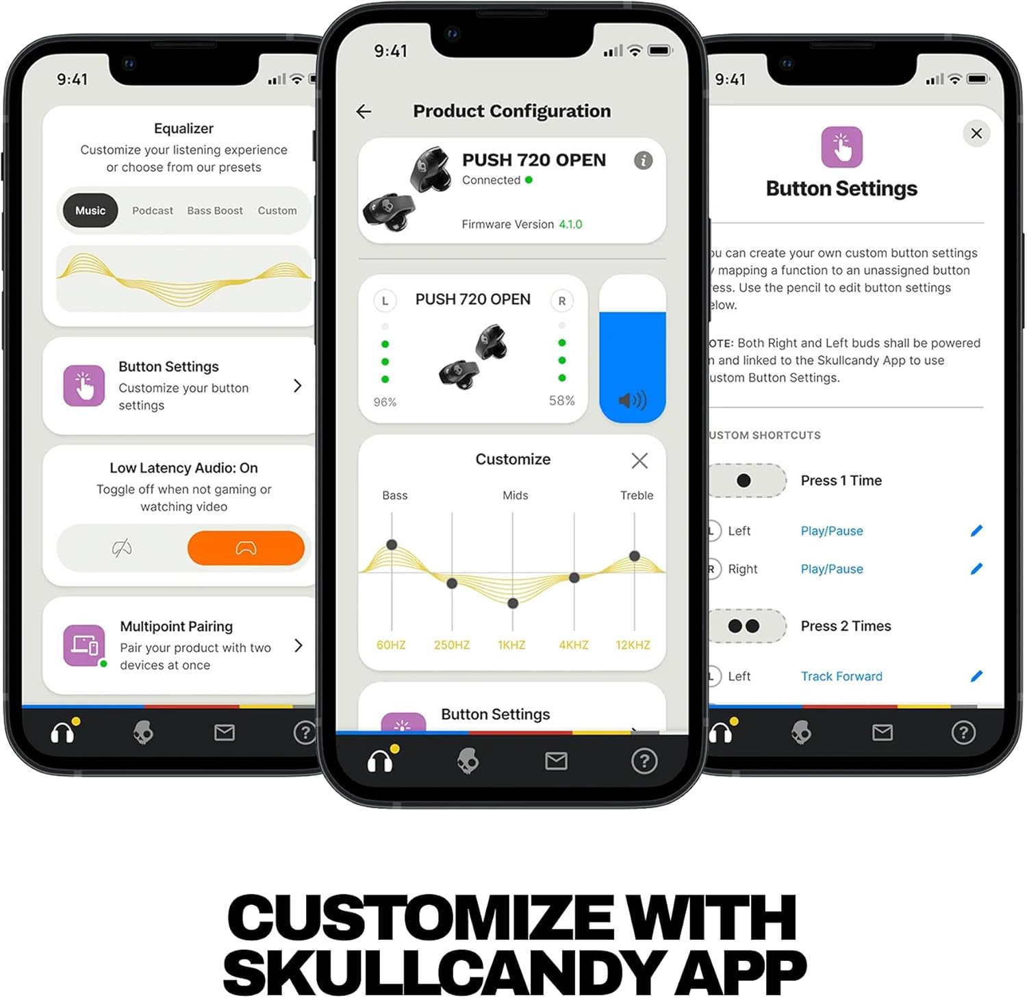 The Skullcandy Push 720 Open Wireless Open-Ear Bluetooth Earbuds - True Black New - Product View 6 available from Rouge Technologies