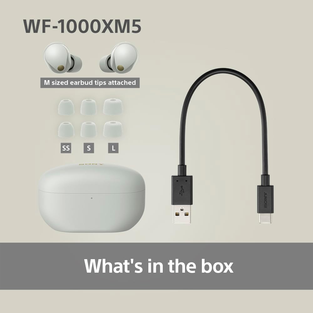 The Sony WF-1000XM5 Wireless Earbuds Bluetooth Headphones ANC Quick Charge White - Product View 4 available from Rouge Technologies