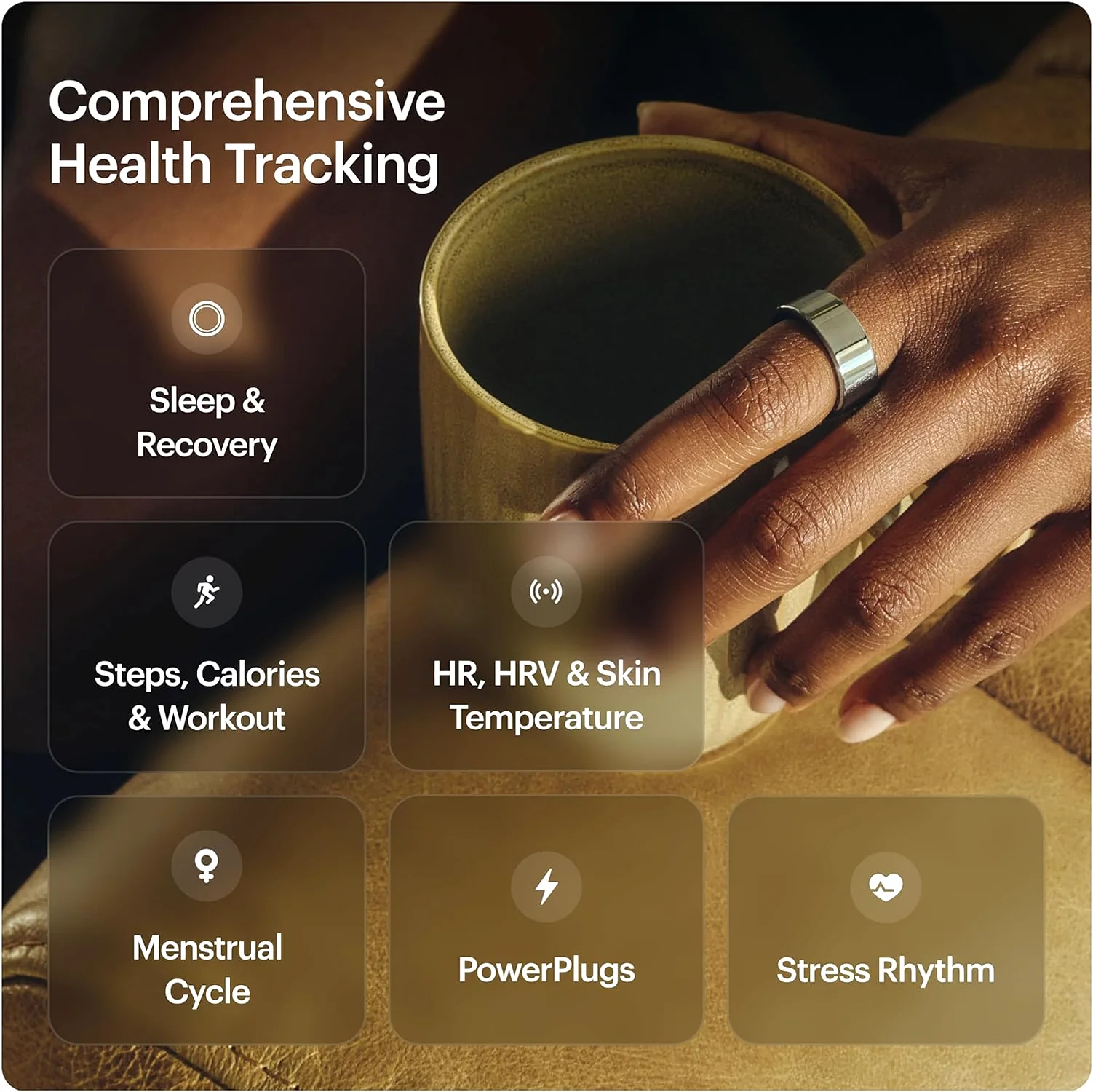 The ULTRAHUMAN Ring AIR - Space Silver - Size 12 - Smart Ring | No Monthly Sub - Product View 3 available from Rouge Technologies