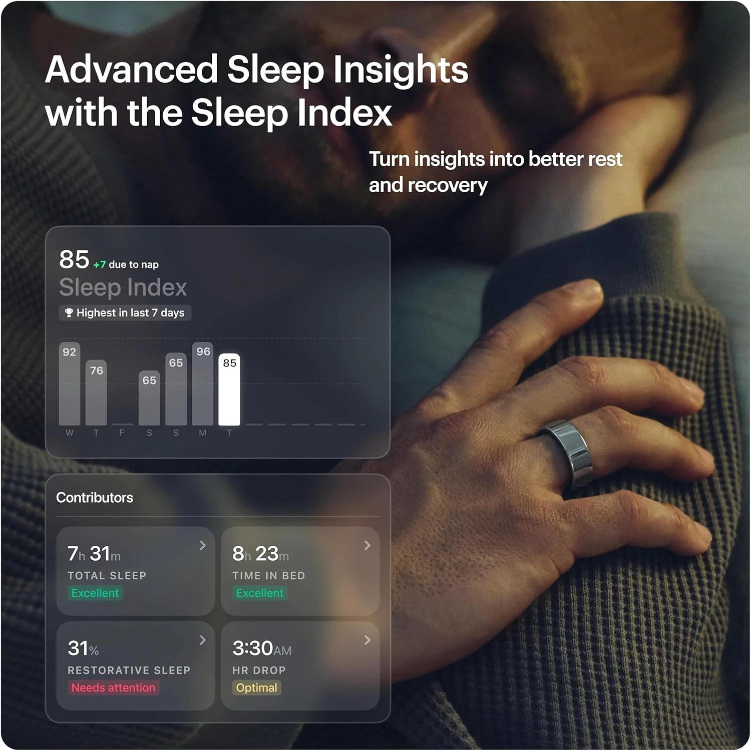 The ULTRAHUMAN Ring AIR - Space Silver - Size 12 - Smart Ring | No Monthly Sub - Product View 5 available from Rouge Technologies