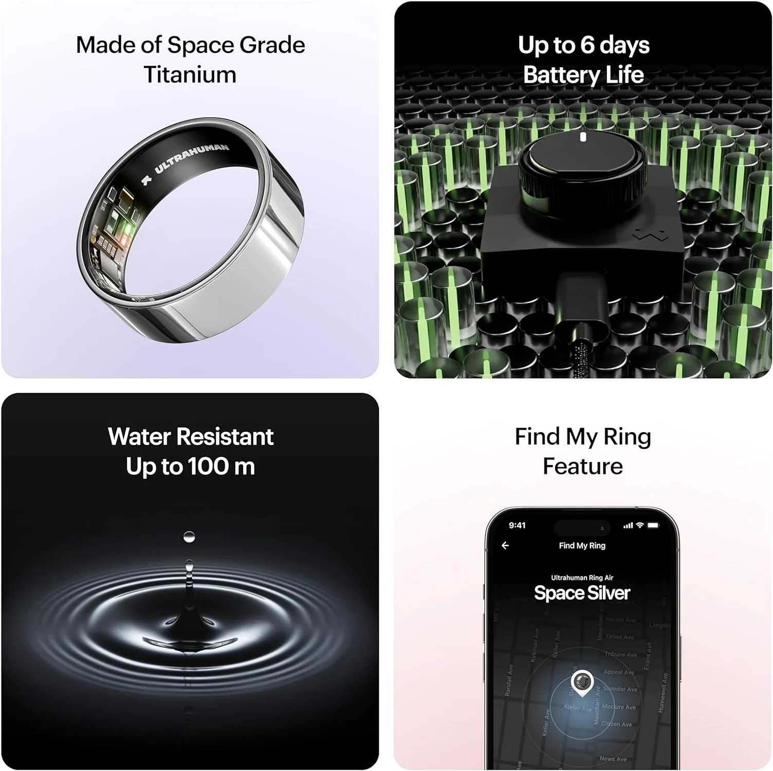 The ULTRAHUMAN Ring AIR - Space Silver - Size 12 - Smart Ring | No Monthly Sub - Product View 7 available from Rouge Technologies