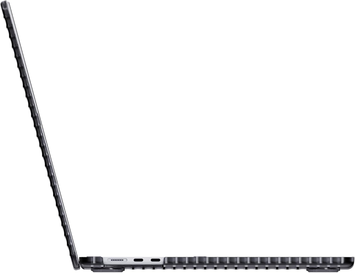The Tech21 EvoWave MacBook Air 15 Inch 2023 Protective Hard Shell Case Charcoal - Product View 2 available from Rouge Technologies