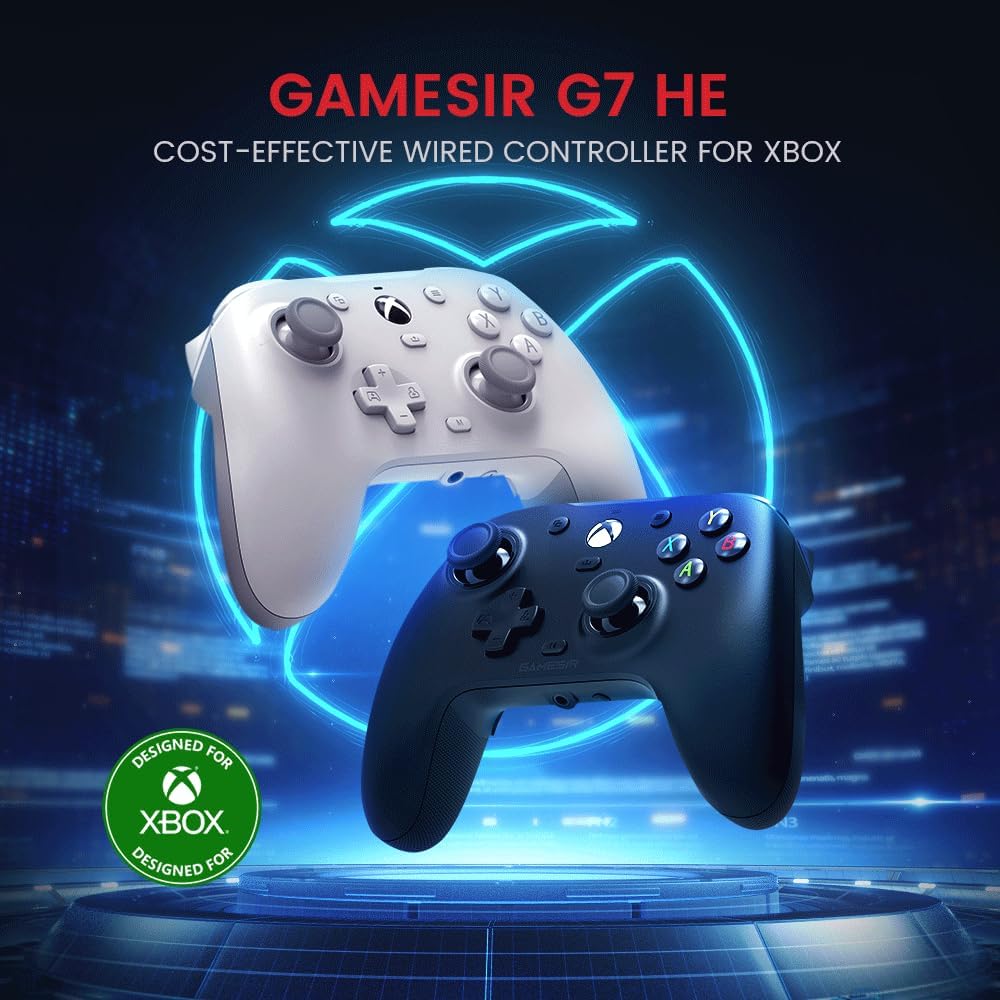 The GameSir G7 SE Black and White Cover Wired Controller for Xbox Series X S One PC - Product View 2 available from Rouge Technologies