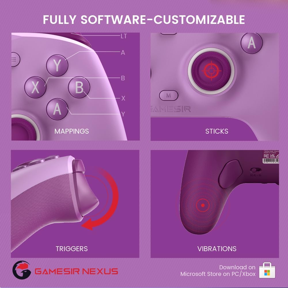 The GameSir G7 SE Purple Wired Controller for Xbox Series X S One PC Plug and Play - Product View 4 available from Rouge Technologies
