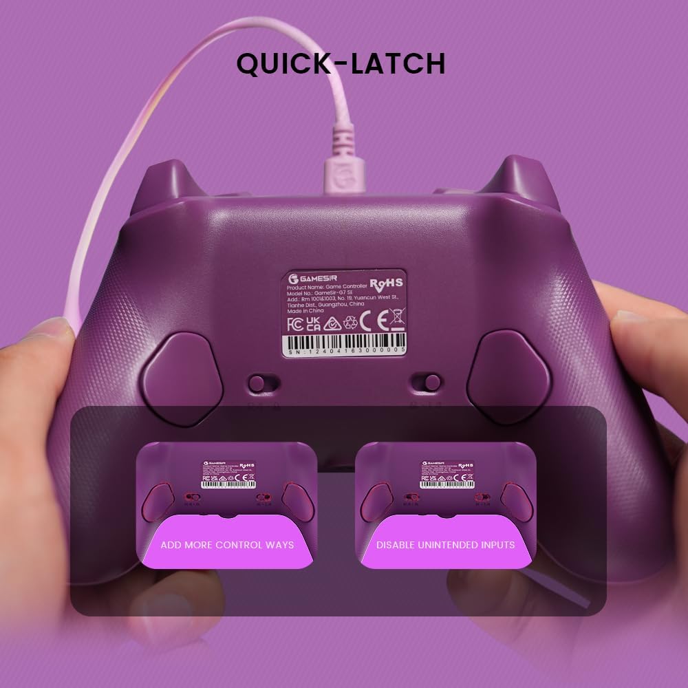 The GameSir G7 SE Purple Wired Controller for Xbox Series X S One PC Plug and Play - Product View 5 available from Rouge Technologies