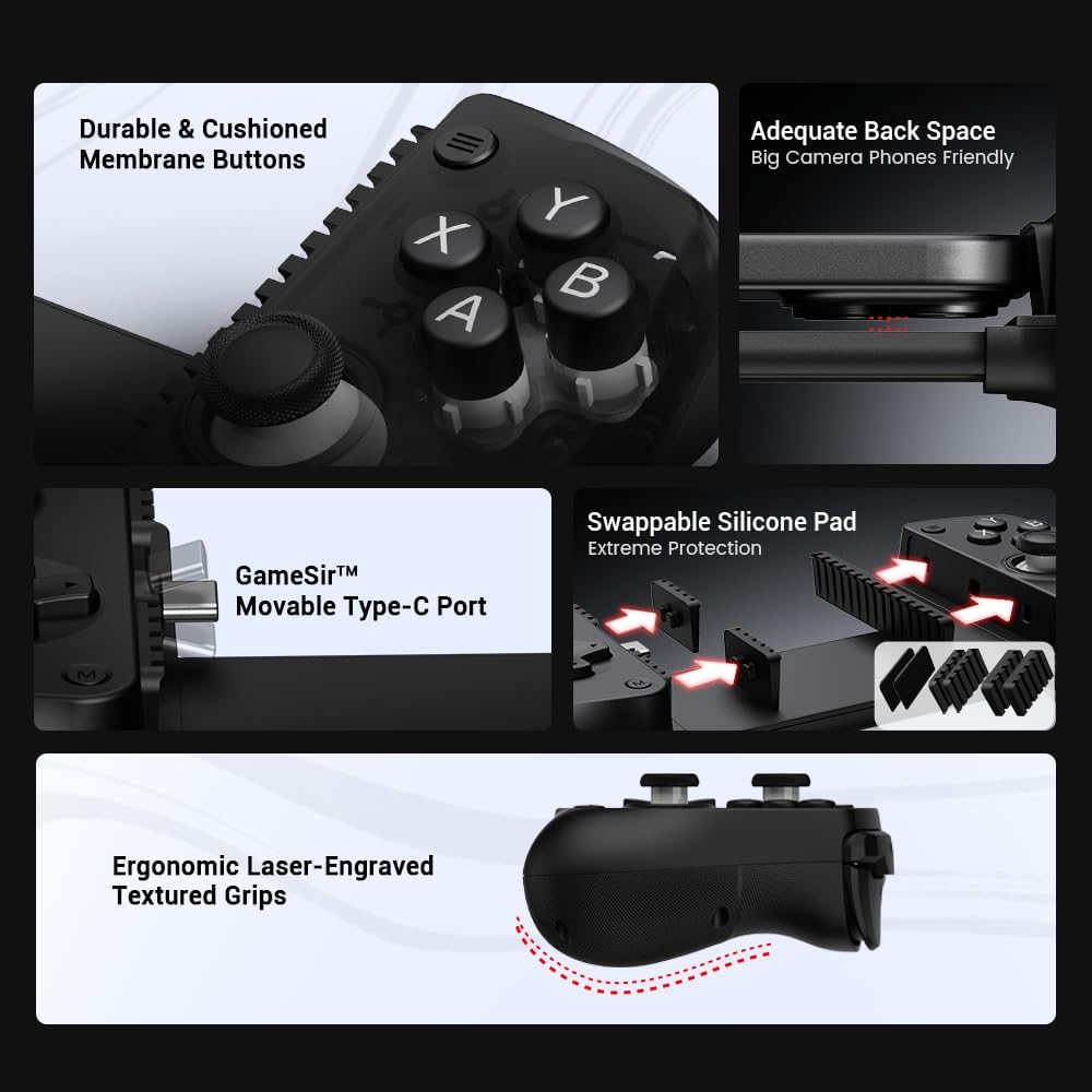 The GameSir X5 Lite Android Mobile Gaming Controller Hall Effect USB C Black - Product View 5 available from Rouge Technologies
