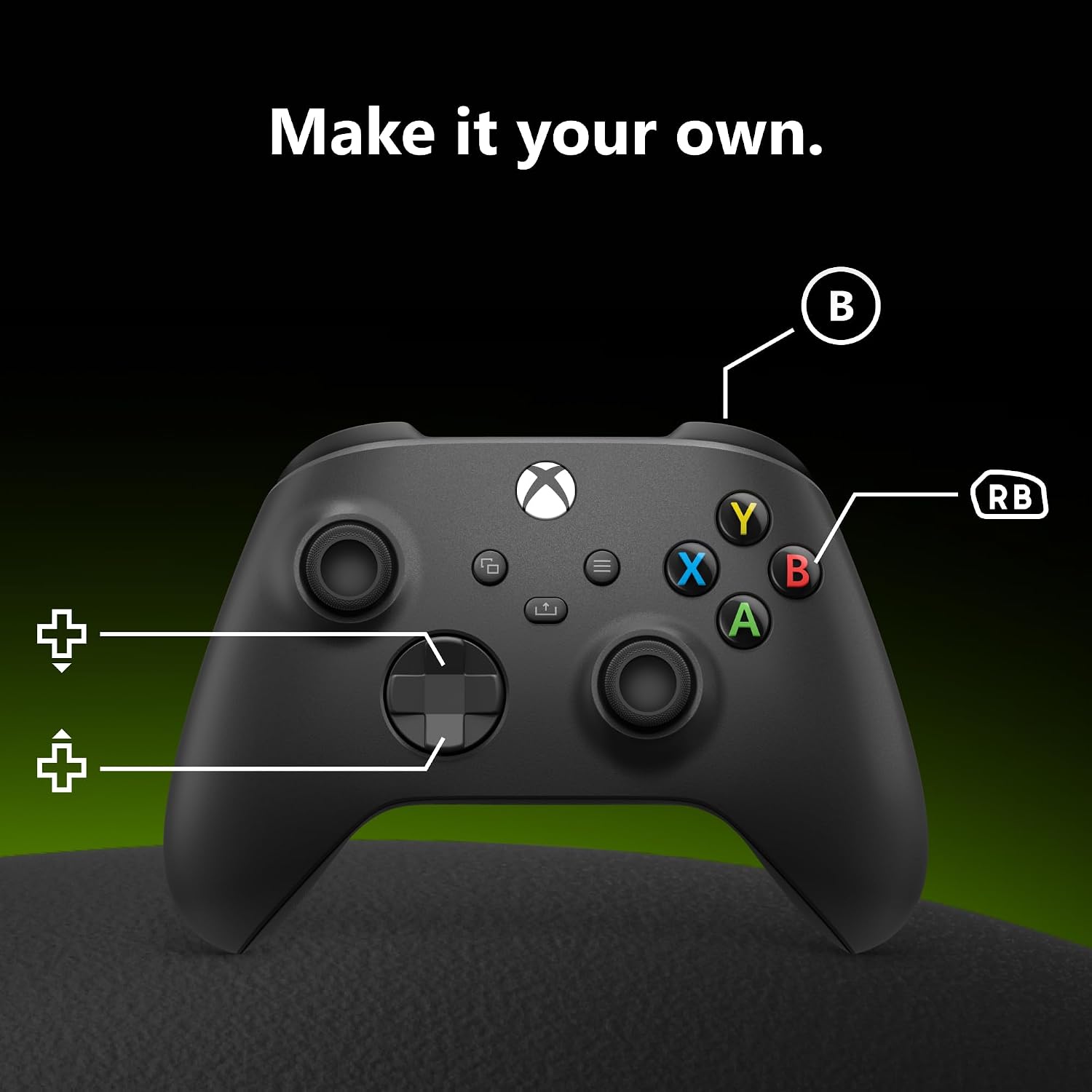 The Xbox Wireless Controller Carbon Black Series X S One PC Windows Brand New - Product View 3 available from Rouge Technologies