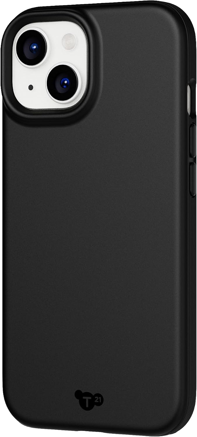 The Tech21 EvoLite iPhone 15 Black Impact Protection Case with Camera Protection - Product View 1 available from Rouge Technologies