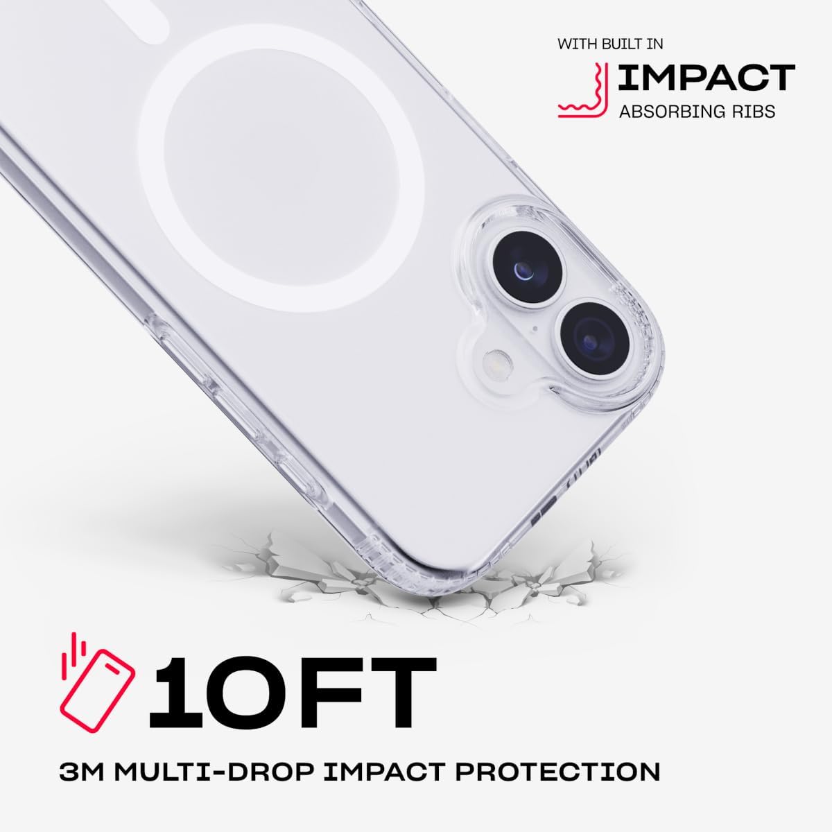 The Tech21 EvoLite iPhone 17 Clear MagSafe Case 10ft Drop Protection Slim Cover - Product View 7 available from Rouge Technologies