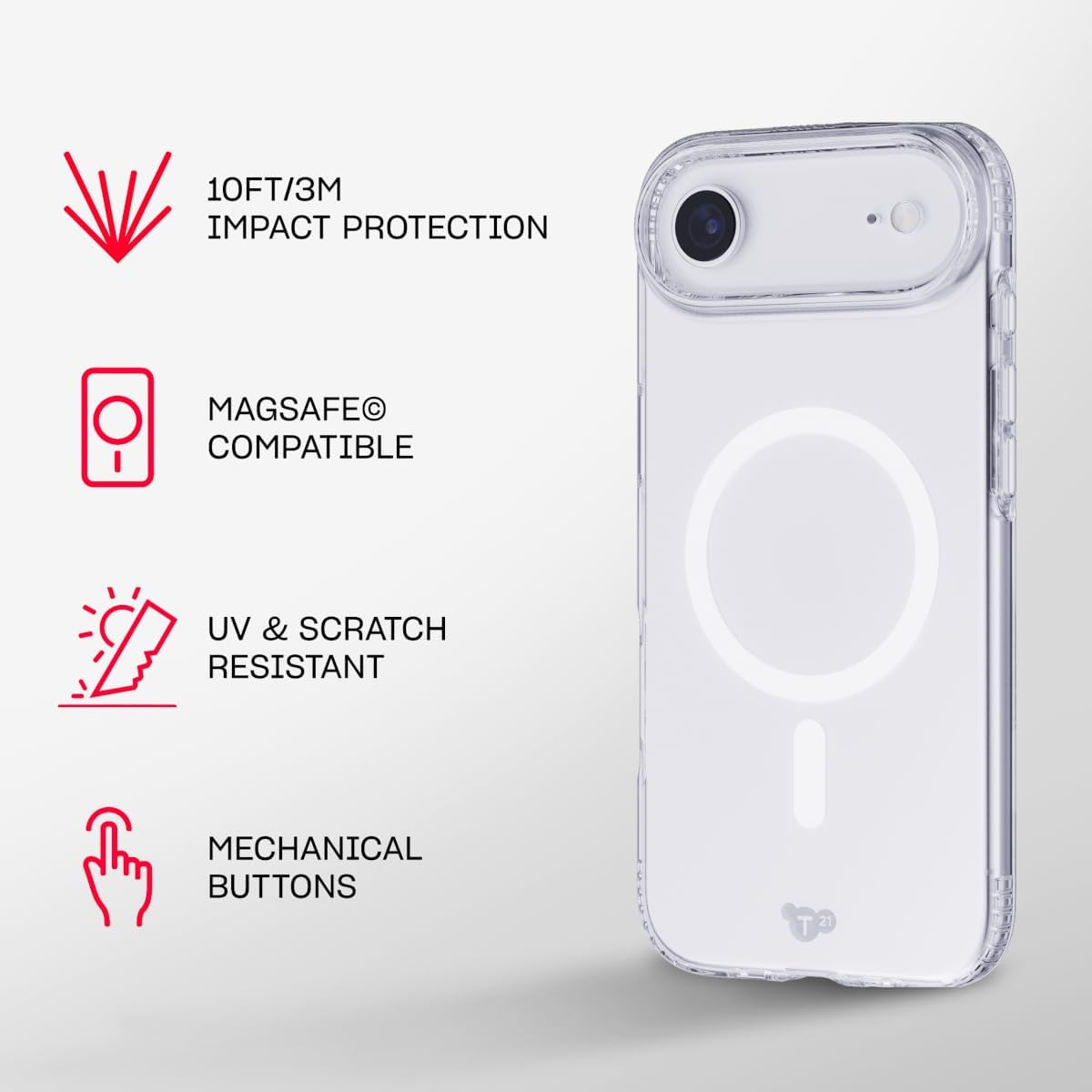 The Tech21 EvoLite MagSafe iPhone 17 Air Clear Case 10ft Drop Protection Slim Cover - Product View 9 available from Rouge Technologies