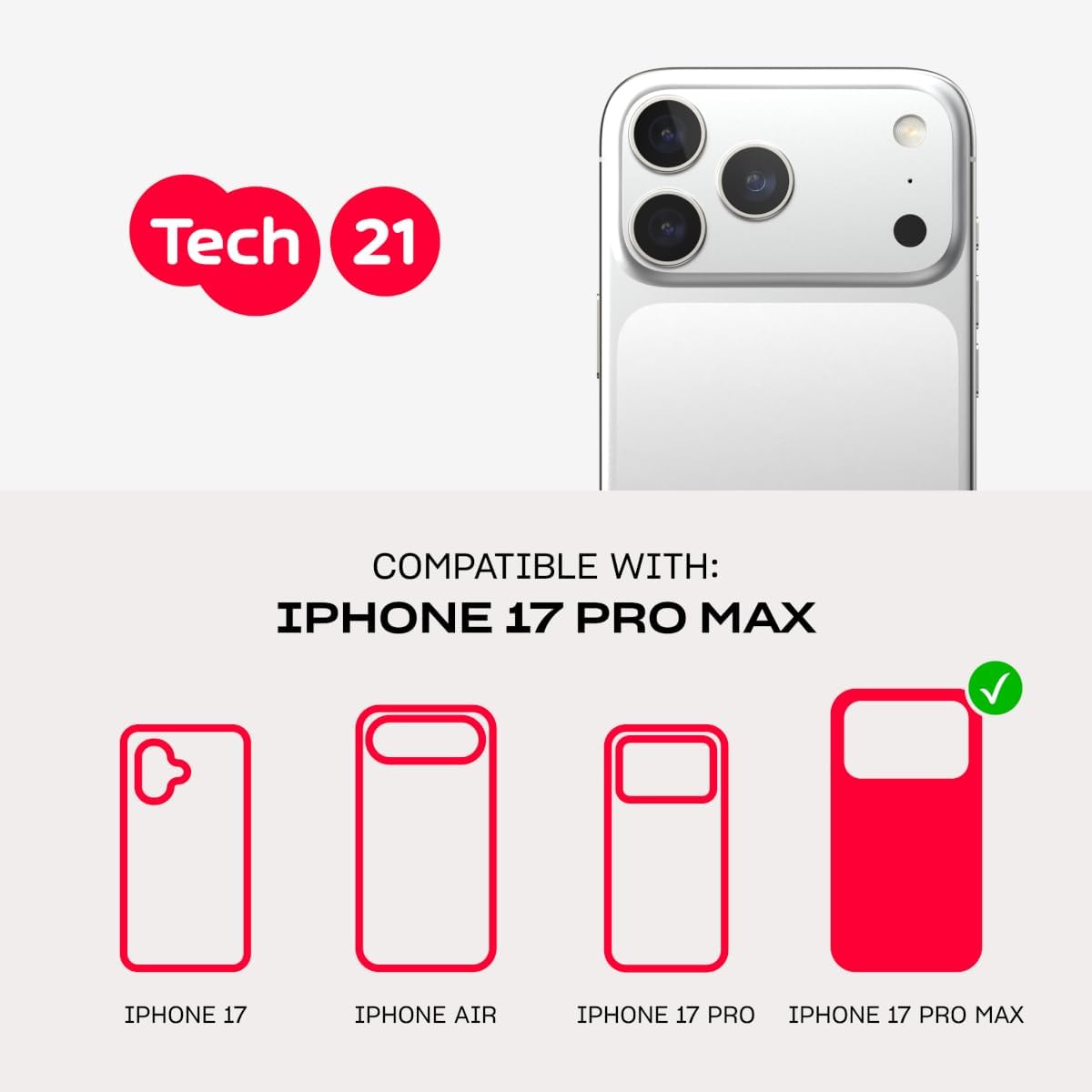 The Tech21 EvoLite MagSafe iPhone 17 Pro Max Clear Case with 10ft Drop Protection - Product View 7 available from Rouge Technologies