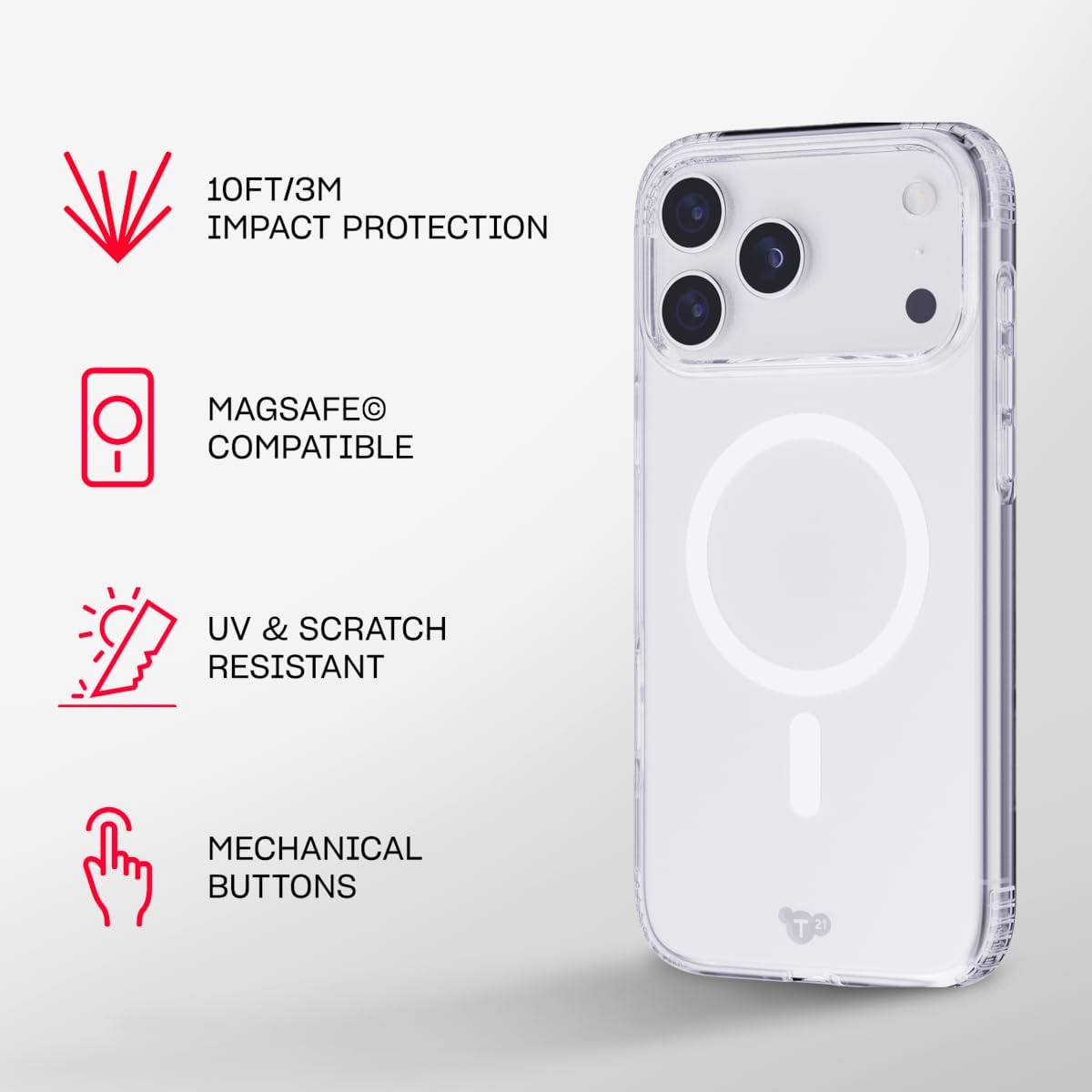The Tech21 EvoLite MagSafe iPhone 17 Pro Max Clear Case with 10ft Drop Protection - Product View 9 available from Rouge Technologies