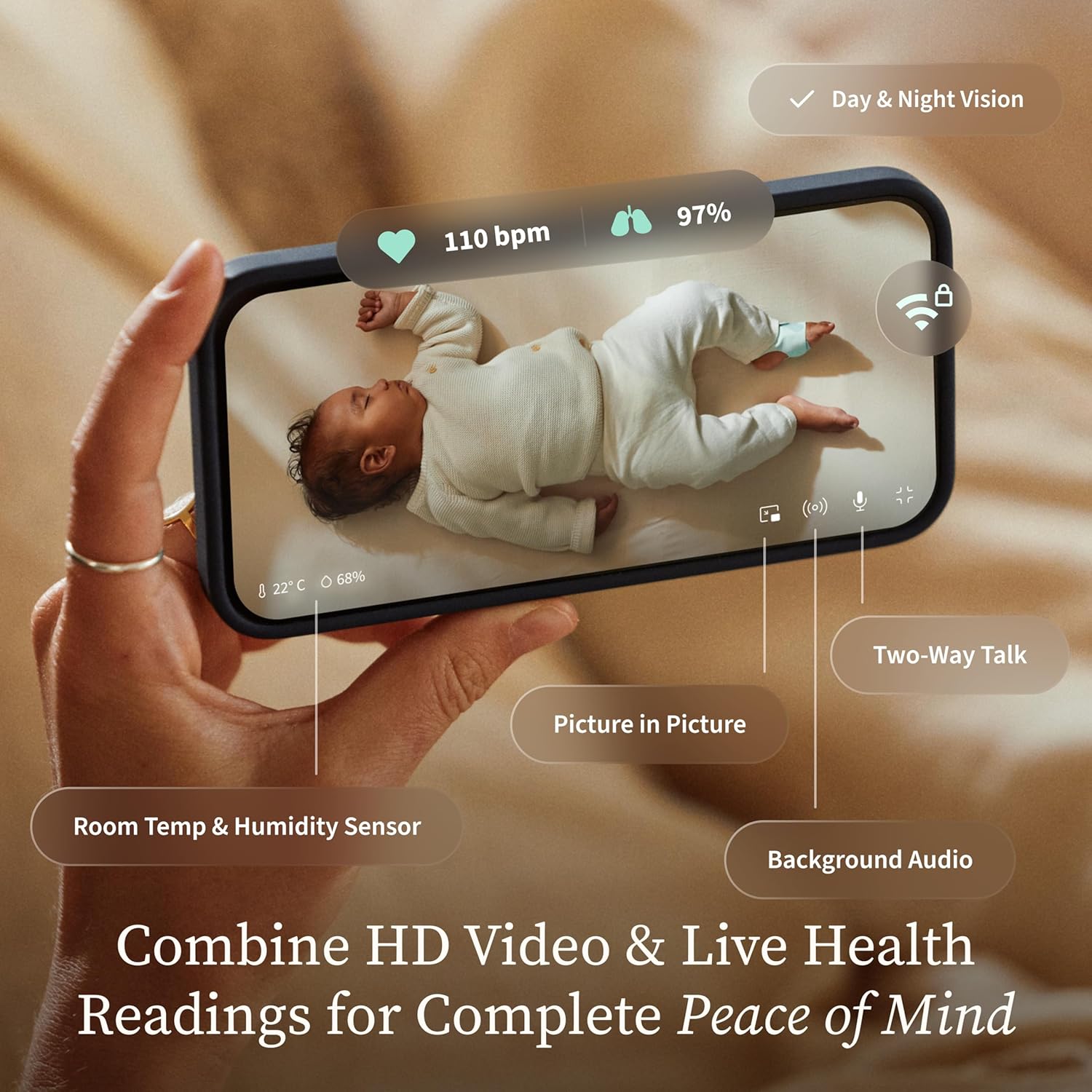 The Owlet Dream Duo 3rd Gen Smart Sleep Monitor HD Camera Sock Motion Alert Green - Product View 3 available from Rouge Technologies