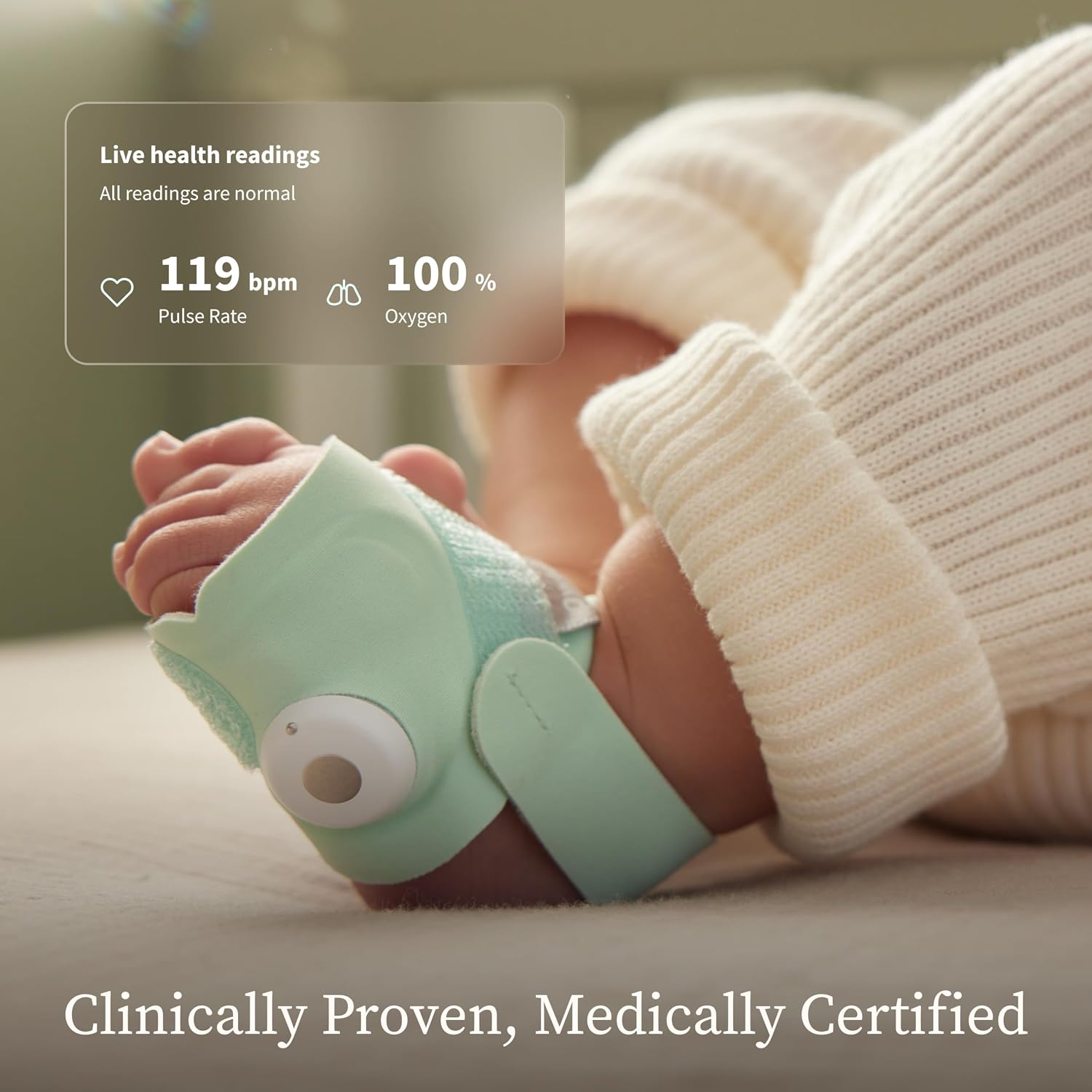 The Owlet Dream Duo 3rd Gen Smart Sleep Monitor HD Camera Sock Motion Alert Green - Product View 4 available from Rouge Technologies