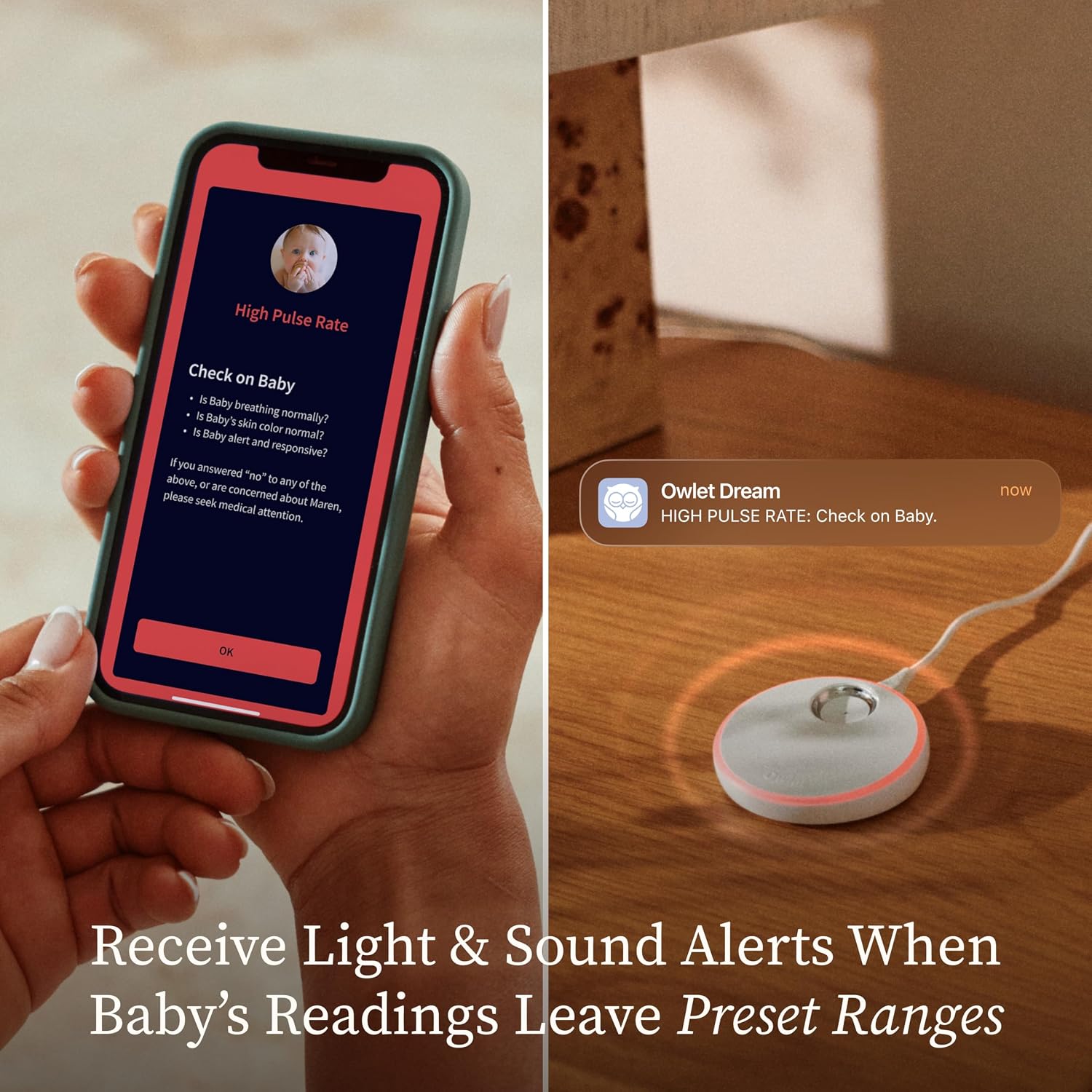 The Owlet Dream Duo 3rd Gen Smart Sleep Monitor HD Camera Sock Motion Alert Green - Product View 5 available from Rouge Technologies