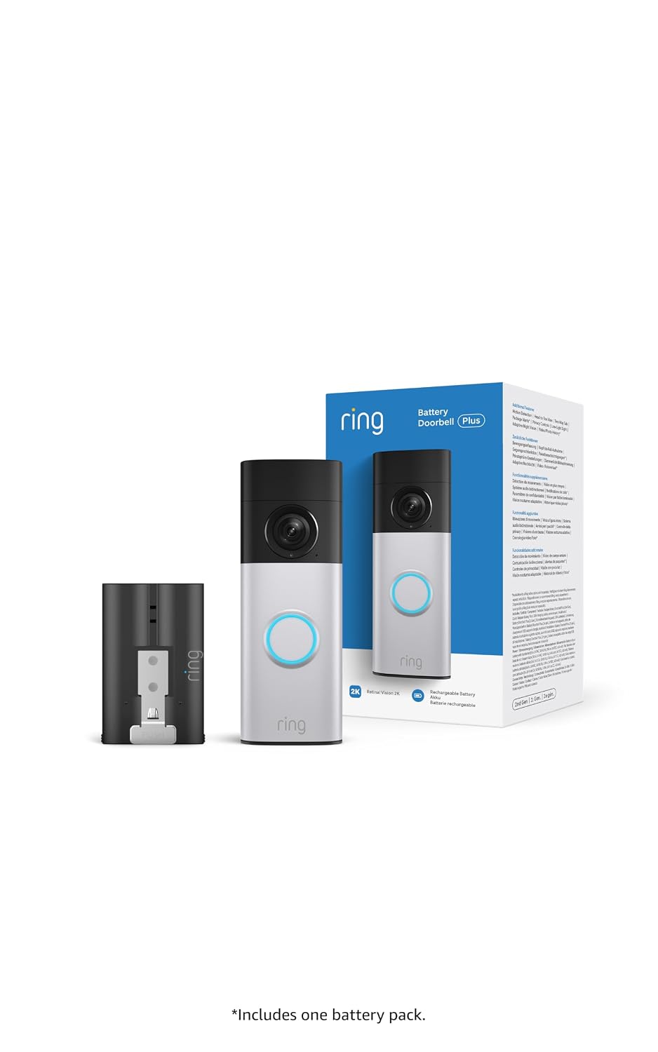 The Ring Video Doorbell Plus DIY Wireless Video Camera 30 Day Ring Trial Quick Batt - Product View 2 available from Rouge Technologies