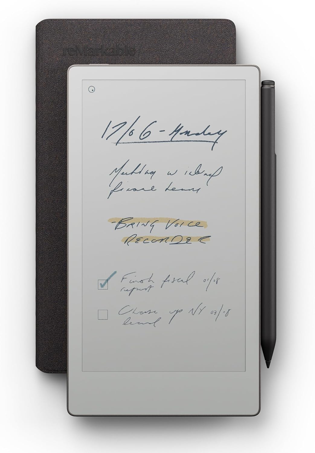The reMarkable Paper Pro Move Portable Tablet 7.8 Marker Plus and Basalt Book Folio - Product View 1 available from Rouge Technologies